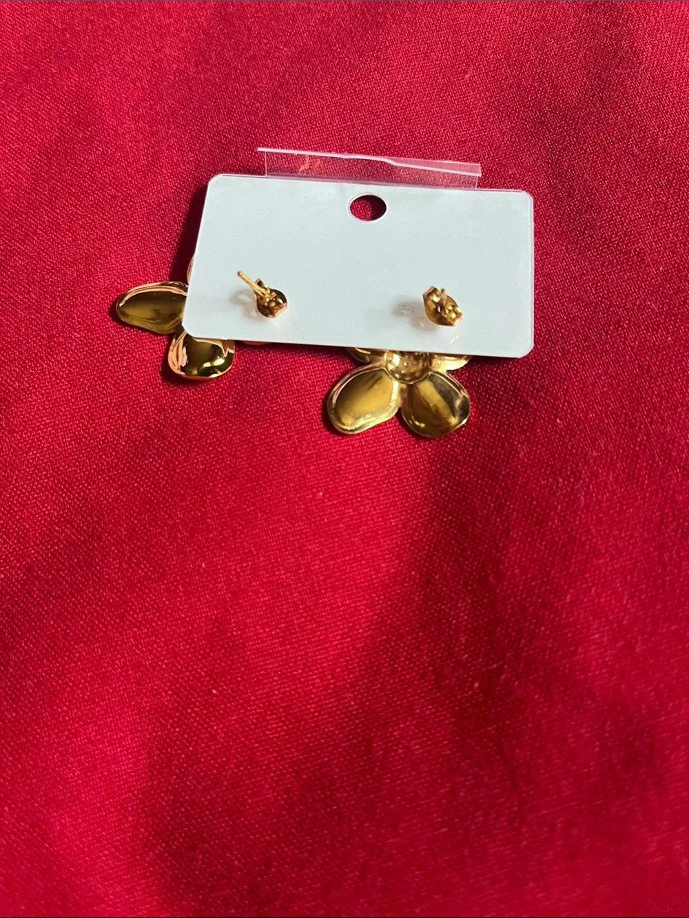 Cream Flower Stainless Steel Stud Earrings with Gold Trim